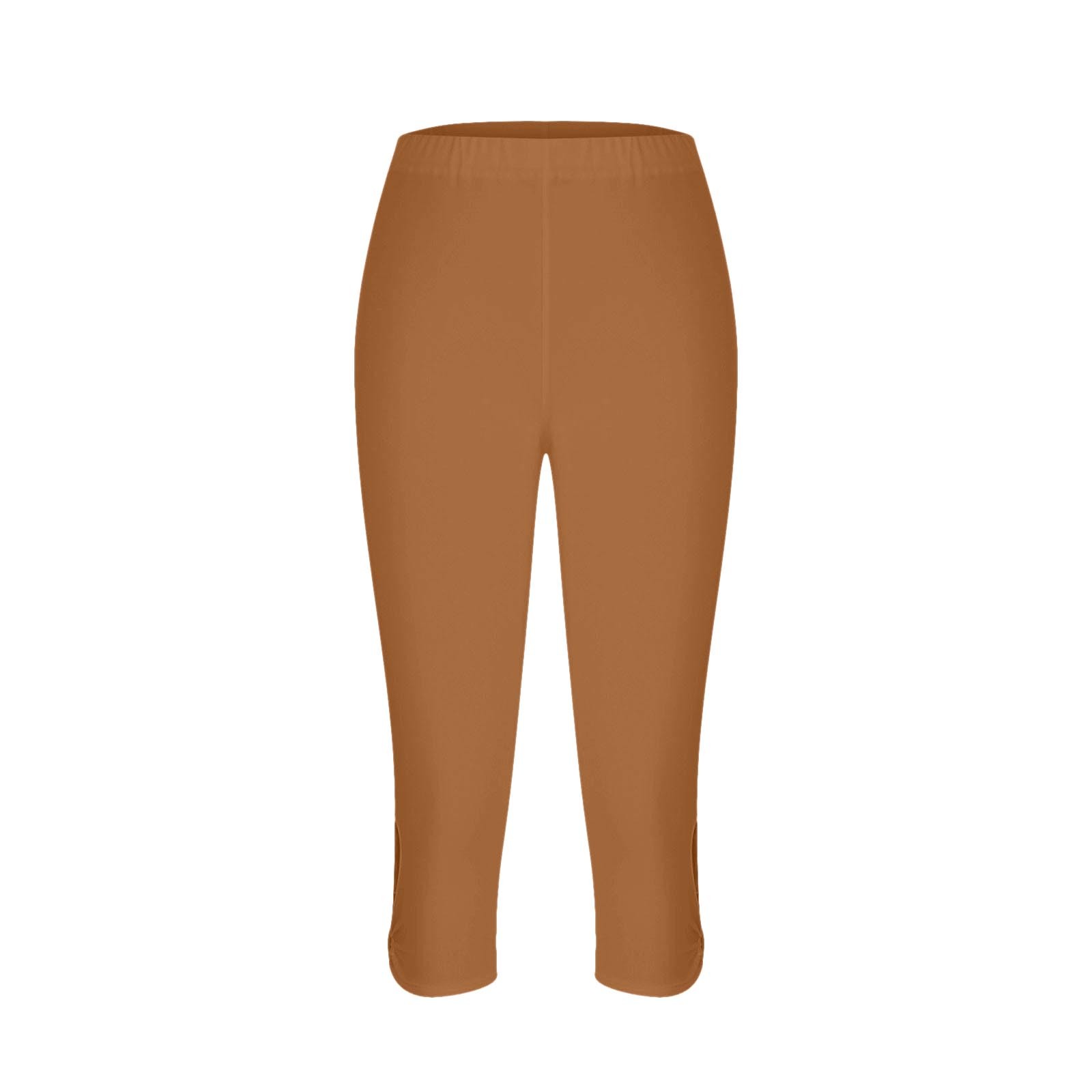 thumbnail image 4 of Leggings capri de compresión de cintura alta para mujer - Pantalones de yoga elásticos con bolsillos, mezcla de poliéster y spandex - Tallas M-XXXXL para hacer ejercicio/verano, 4 of 5